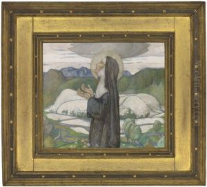 A Female Saint, Possibly St Bega Of Cumbria by Edward Reginald Frampton