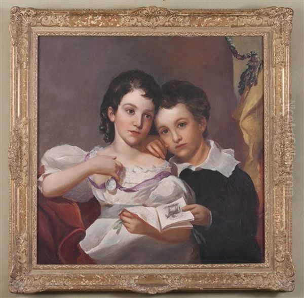 Portrait Of A Borther And Sister Holding A School Book, She With Ribbones Merit Award - view 1