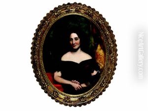Portrait Of Florence Tracy, Shown Seated Wearing A Red Gown And Black Lace Shawl