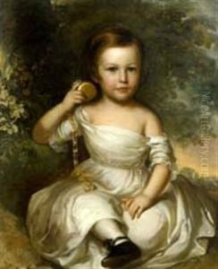 Portrait Of A Young Southern Girl With Gold Pocketwatch by Manuel Joachim De Franca