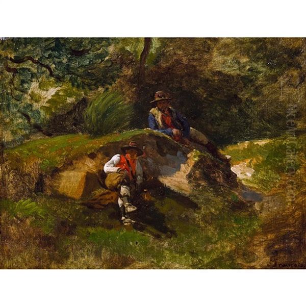Pifferari Dans Un Paysage - view 1