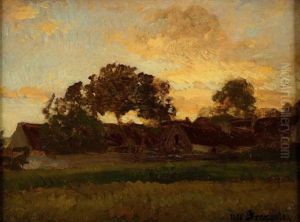 Ferme Au Crepuscule by Francois Louis Francais