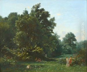Soir D'ete Pres Du Ruisseau by Francois Louis Francais