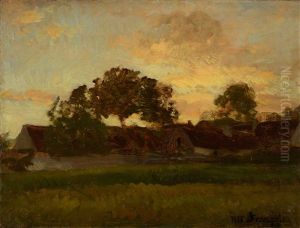 Chaumieres Au Crepuscule by Francois Louis Francais