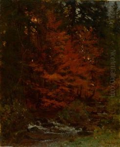 Ruisseau En Sous-bois A L"automne by Francois Louis Francais