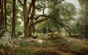 Lesende Dame Im Wald, Wohl Rose Maireau by Francois Louis Francais