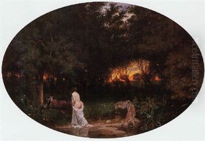 Female Comraderie At Dusk by Francois Louis Francais