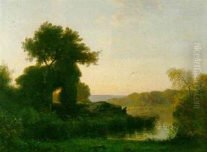 Fisherman In A River Landscape Fisherman In A River Landscape
