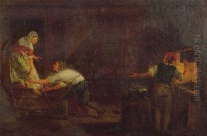 Scene Galante Dans Une Forge by Leonard de France