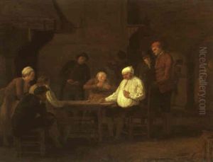Card Players In An Inn by Leonard de France