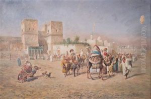 Devant La Port De Bab Al Nasr, Le Caire by Mariano De Franceschi