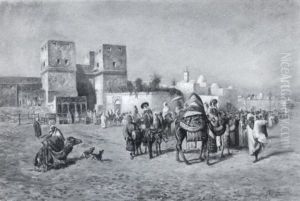 A Moroccan Caravan by Mariano De Franceschi