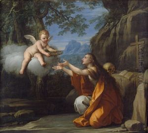 Die Busende Maria Magdalena Empfangt Die Dornenkrone by Marc Antonio Franceschini