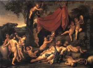 The Drunken Silenus Surrounded By Satyrs, Nymphs, Putti