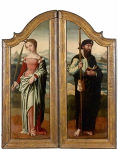 Saint Jacques De Compostelle Et Probablement Sainte Encratia De Saragosse (pair) by Master Of Frankfurt