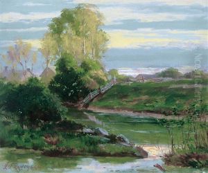 Landscape With Houses By A River Landscape With Houses By A River