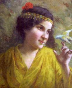 Jeune Fille A L'oiseau by Joseph-Charles Franchere