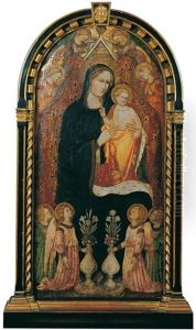 Thronende Madonna Von Engeln Umgeben by Rossello di Jacopo Franchi