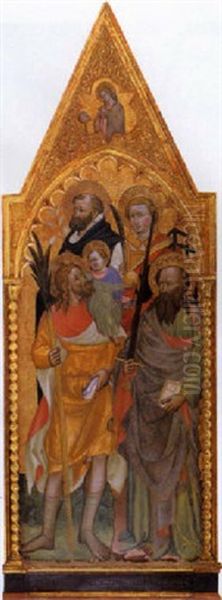 I Santi Cristoforo, Paolo, Bernardino Da Siena E Lorenzo;  Nella Cuspide La Vergine Annunciata - view 1