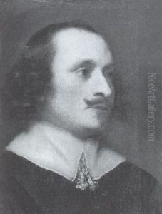 Portrait Of A Nobleman Wearing A Black Costume With Lace Collar by Lucas Franchoys the Younger
