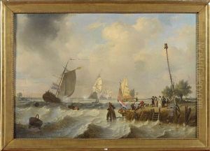 La Flotte Hollandaise Au Bord Du Rivage Anime