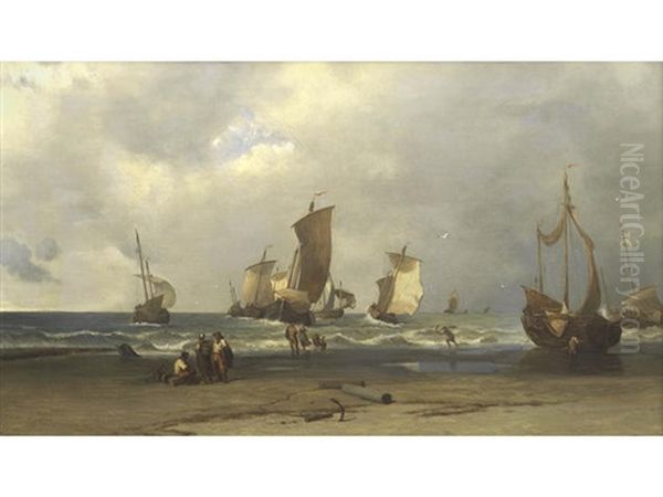 Fisherfolk On The Shore - view 1