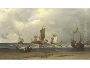 Fisherfolk On The Shore by Alexandre Thomas Francia