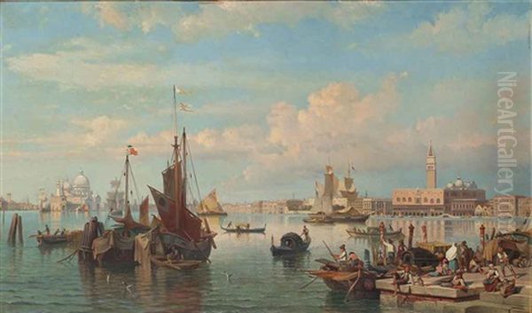 Figures On The Quay Before The Entrance To The Grand Canal - view 1