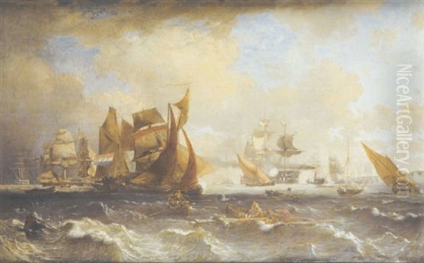 Congested Shipping Lanes Off Shore - view 1