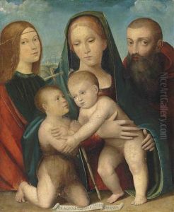 The Madonna And Child With The Infant Saint John The Baptist And Two Saints by Francesco Francia