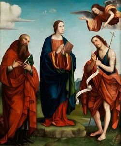 Verkundigung Mariens Mit Den Heiligen Hieronymus Und Johannes Baptist by Francesco Francia