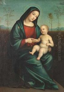 Madonna Med Barnet I Landskab by Francesco Francia