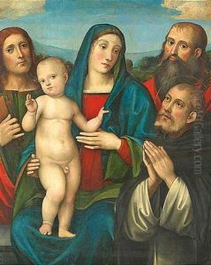 Madonna Mit Kind Und Den Heiligen Johannes D. Taufer, Paulus Und Domenikus by Francesco Francia