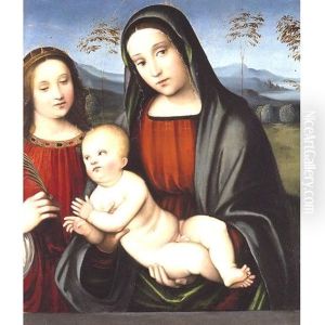 Madonna And Child With St. Catherine Of Alexandria (in Collab. W/giacomo Francia Bologna) by Francesco Francia