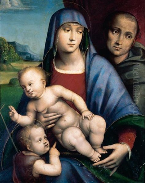 The Madonna And Child With The Infant Saint John The Baptist And A Male Saint, Probably Saint Francis (collab. With His Son Giacomo Francia) - view 1
