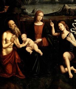 Madonna Col Bambino Tra I Ss. Girolamo E Giovanni Battista Inginocchiati by Francesco Francia