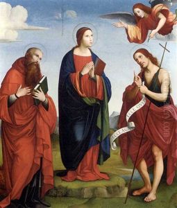The Annunciation With Saint John The Baptist And Saint Jerome by Francesco Francia
