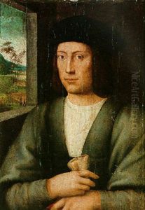 Portrait Of A Gentleman Wearing A Grey Doublet And Holding Gloves
