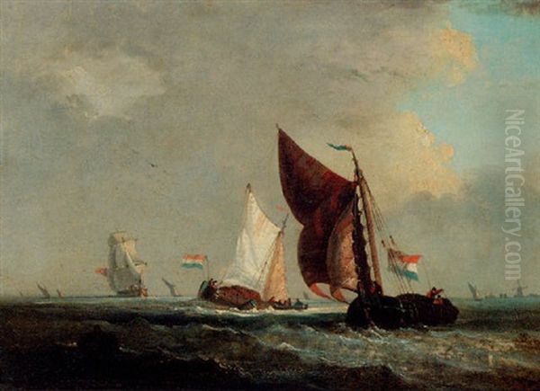 Barges And Other Shipping Off The Dutch Coast - view 1