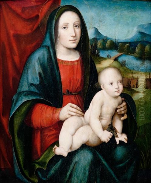 Die Madonna Mit Dem Christusknaben, Der Einen Stieglitz In Der Hand Halt, Vor Landschaftshintergrund - view 1