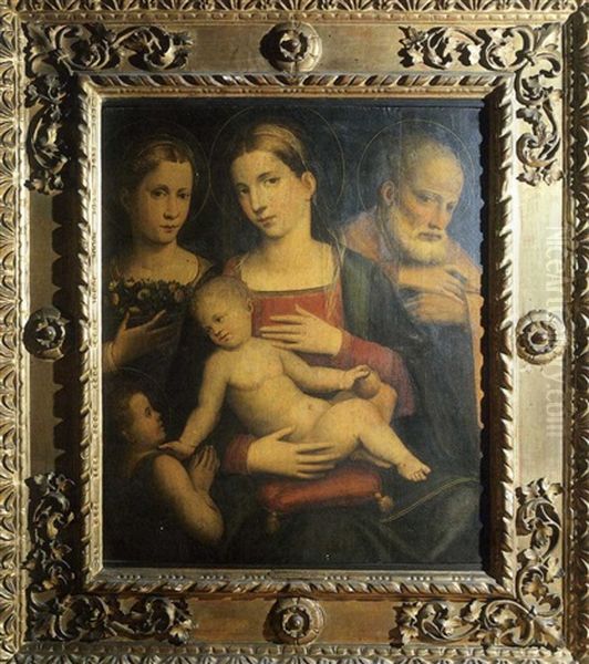 La Sainte Famille Avec Saint Jean-baptiste Et Une Sainte Tenant Un Panier De Fleurs (collab. W/giulio Francia) - view 1