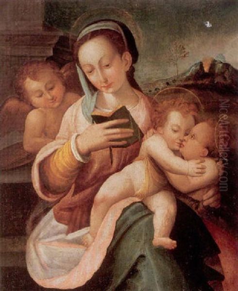 The Virgin And Child With Attendant Angels And A Volcano Beyond - view 1