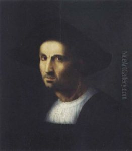 Portrait Of A Gentleman In A Black Coat And Hat by  Franciabigio