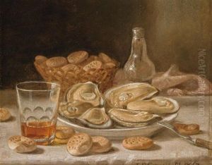 Still Life With Oysters, Whiskey And Biscuits (+ Still Life With Grapes And Apples; Pair) by John F. Francis
