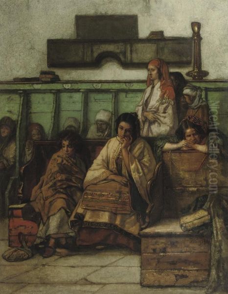 Le Banc Des Femmes A La Synagogue De Prague: In The Synagogue - view 1