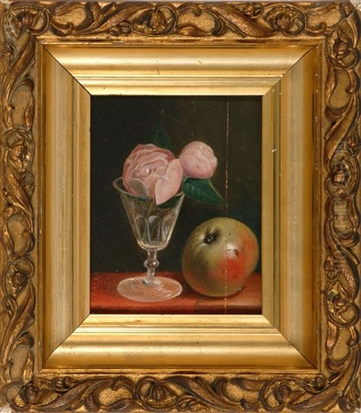 Still Life Of An Apple, Rose And Glass - view 1