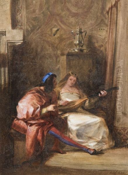 La Lecon De Luth, D'apres Bonington - view 1