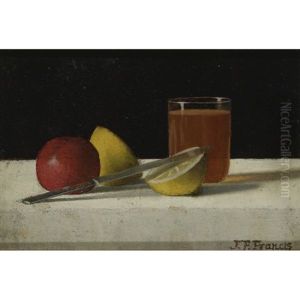 Table Arrangement With Apple, Lemon, Glass And Knife by John F. Francis