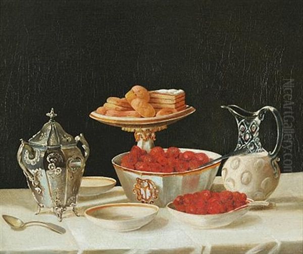 Still Life Of Strawberries And Cream - view 1