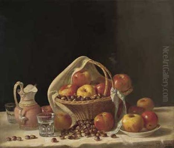 Still Life Of Apples And Nuts In A Basket - view 1